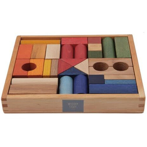 wooden story stapelblokken - regenboog - 30 st | WS02 | 0